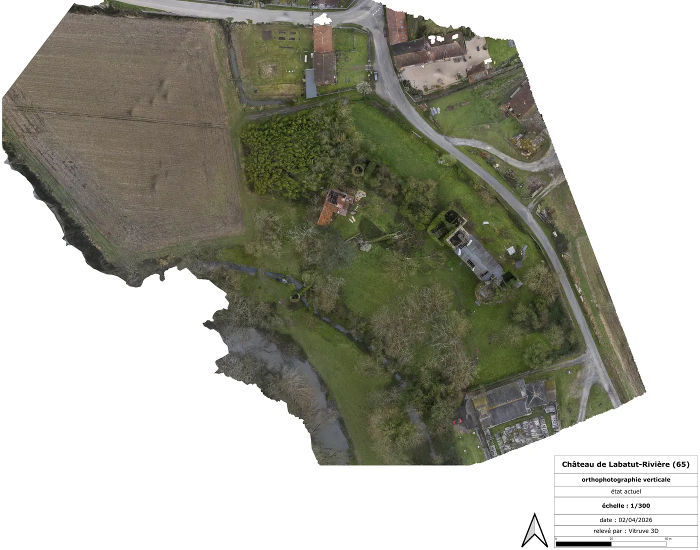 Orthophotographie verticale du chateau de Labatut-Riviere