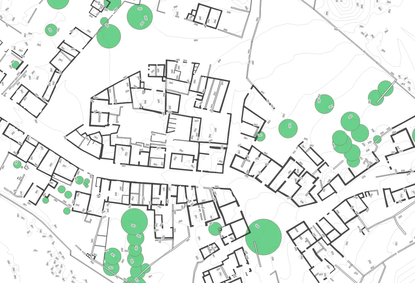 Couches vectorisees d apres orthophotographie et courbes de niveau issues d un modele numerique de terrain