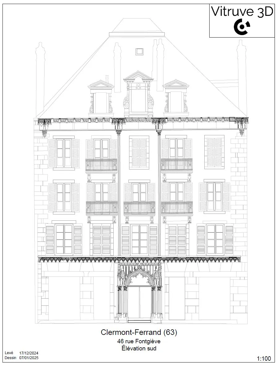 Elevation sud dessinee au 1/100