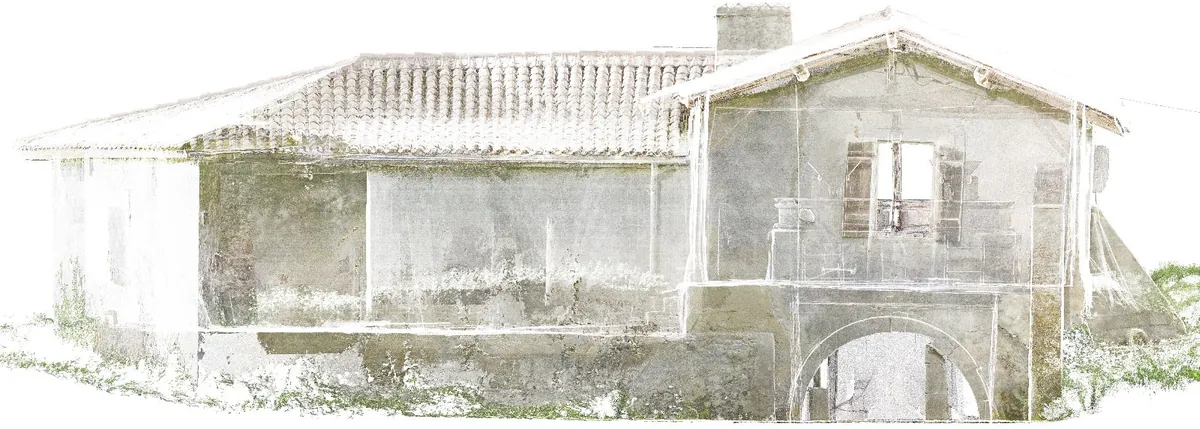 Elevation radiographique du moulin de Musset dans le nuage de points