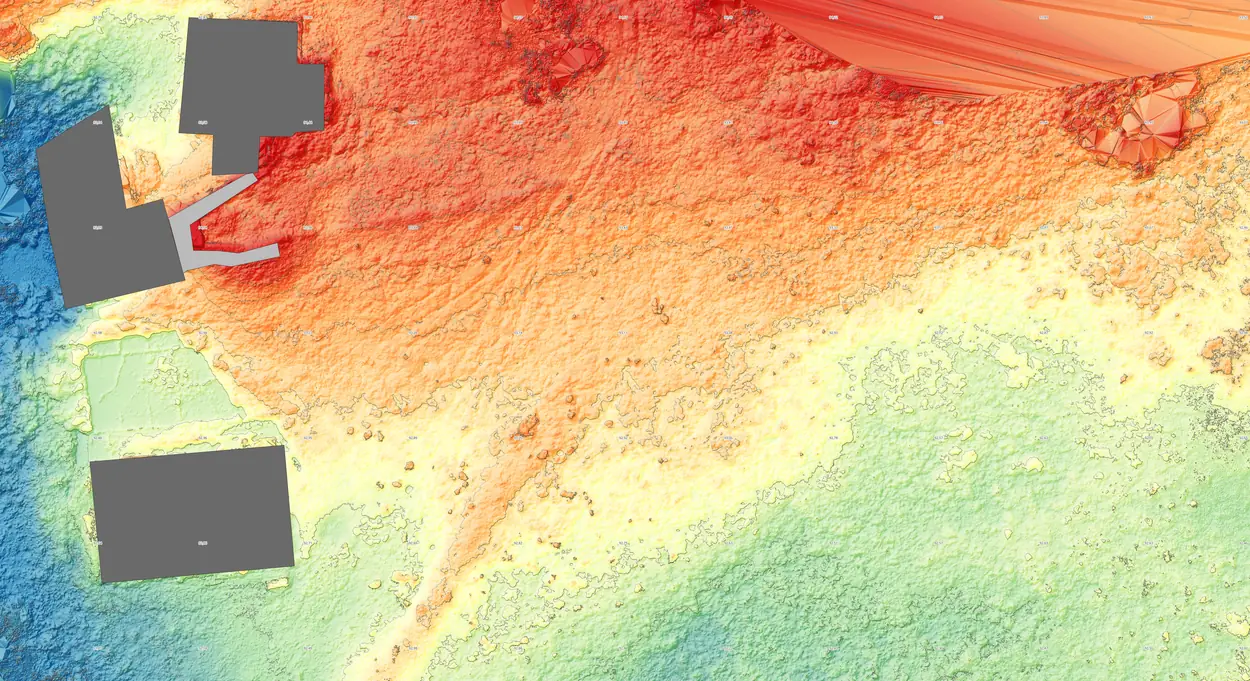 Modele numerique de terrain du site du moulin de Musset en teintes hypsometriques