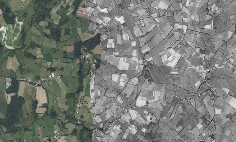 Orthomosaique restituee a partir des cliches de 1948, calee sur l'orthophotographie actuelle de l'IGN